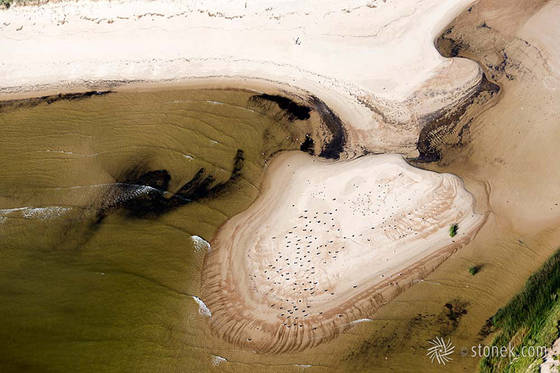 Foto aérea de un solitaria playa de Pajas Blancas, Montevideo
