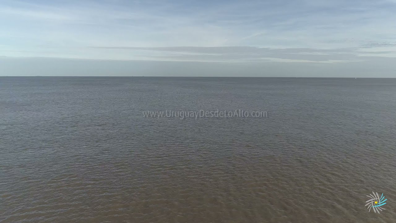 Video aéreo del río visto de arriba a mar adentro