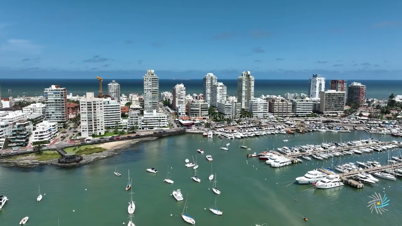 Video aéreo del puerto de Punta del Este en verano