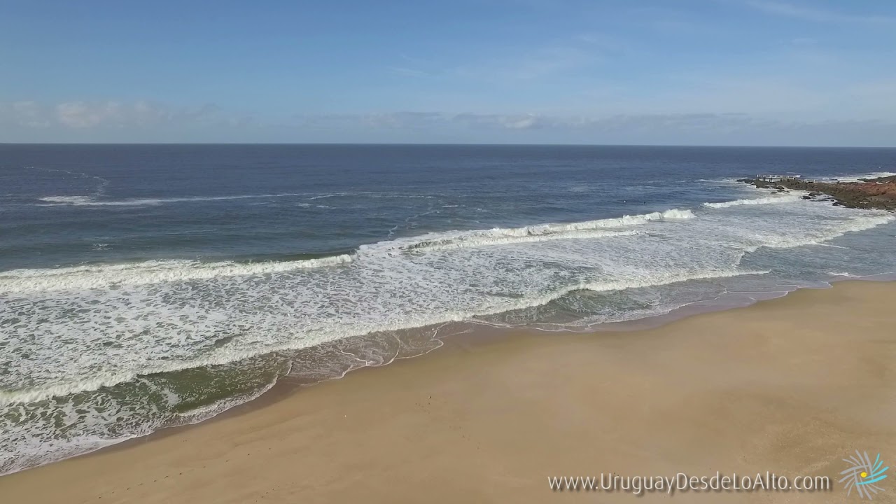 Video aéreo de la orilla del mar en una playa